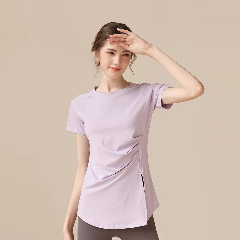 Yoga Short-Sleeved Tops for Women, Loose-Fitting, Slimming, Quick-Drying, Running and Fitness Wear, High-End, Pleated, Butt-Covering Sports Tops Yoga Short-Sleeved Tops for Women, Loose-Fitting, Slimming, Quick-Drying, Running and Fitness Wear, High-End, Pleated, Butt-Covering Sports Tops