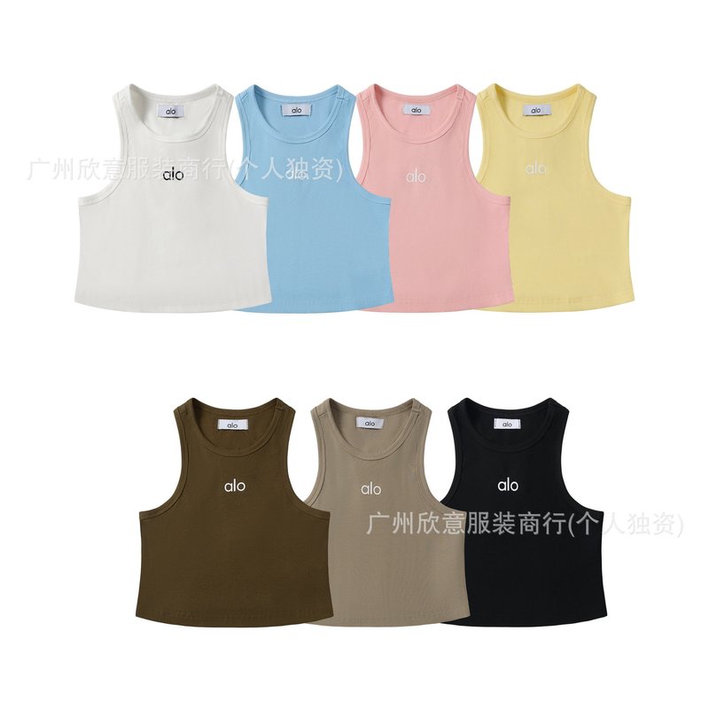 Spot Alo Yoga Sports Women's Vest Fitness Top Skin-Friendly Breathable Yoga Waist-Revealing Camisole