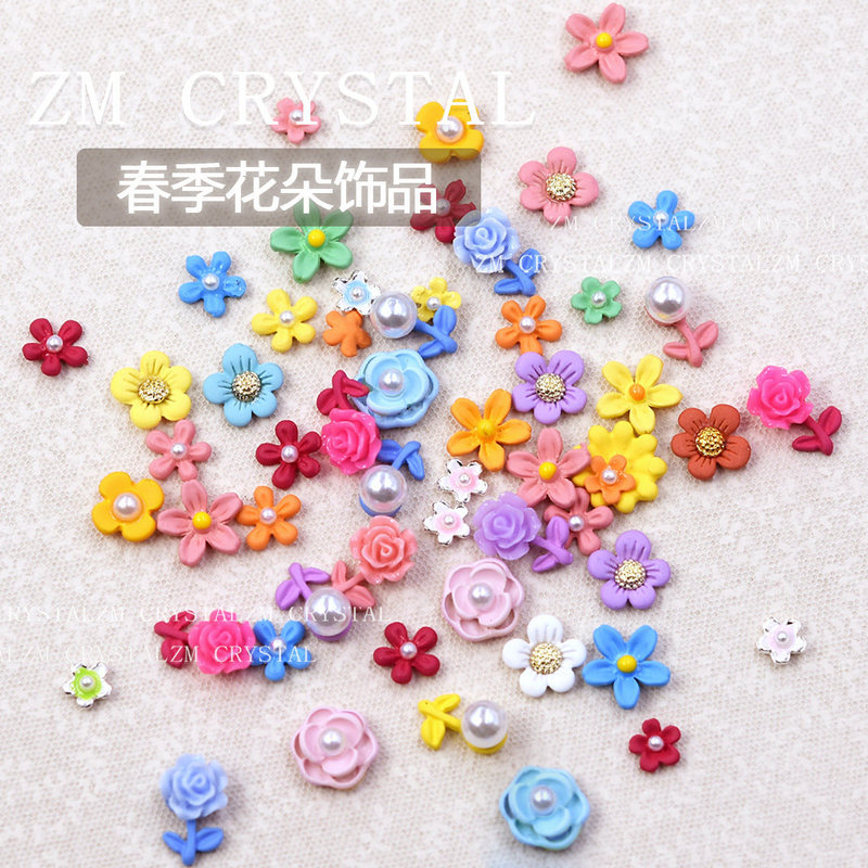 Zm Spring New Style Spring Flower Nail Art Accessories Pink Blue Metal Alloy Flower Nail Stickers and Diamond Accessories Zm Spring New Style Spring Flower Nail Art Accessories Pink Blue Metal Alloy Flower Nail Stickers and Diamond Accessories