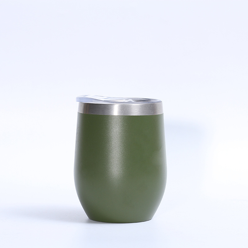 Cruz-frontera 12oz de acero inoxidable taza de cáscara de huevo de plástico-Rociado de doble capa de vacío rojo vino vidrio aislamiento frío-Mantenimiento en forma de U al por mayor