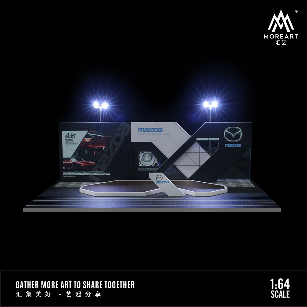 Huiyi1:64 Porsche Automobile Exhibition Hall4 SStore Exhibition Hall Lighting Scene Simulation Model Ornaments