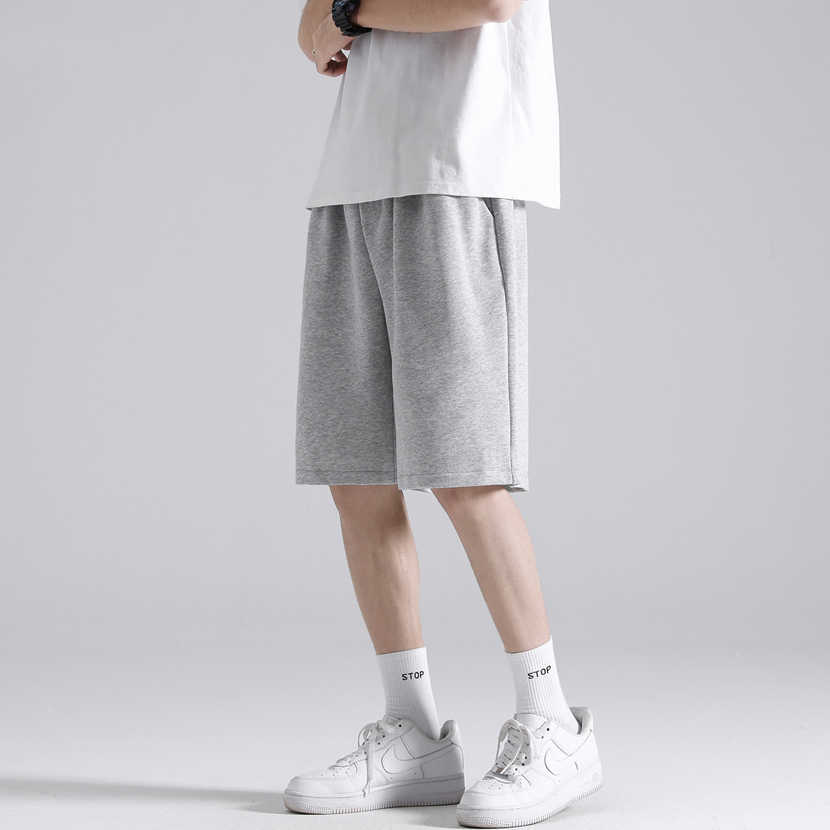 스트레이트 반바지 그레이