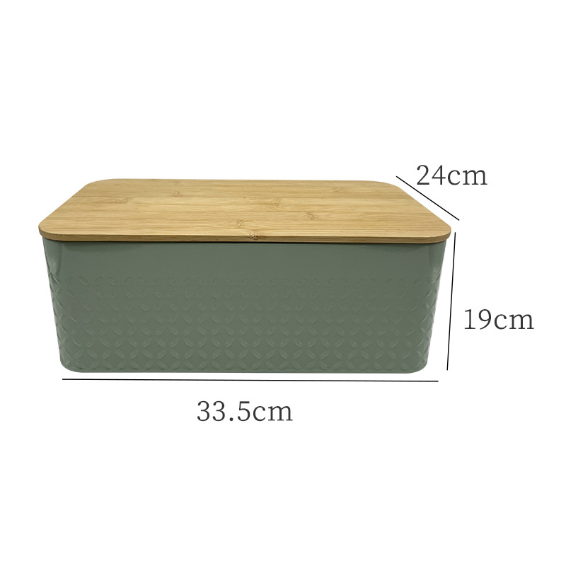 Fábrica personalizada transfronteriza cubierta de bambú cocina doméstica almacenamiento tanque de almacenamiento caja de sellado de piña verde caja de pan grande