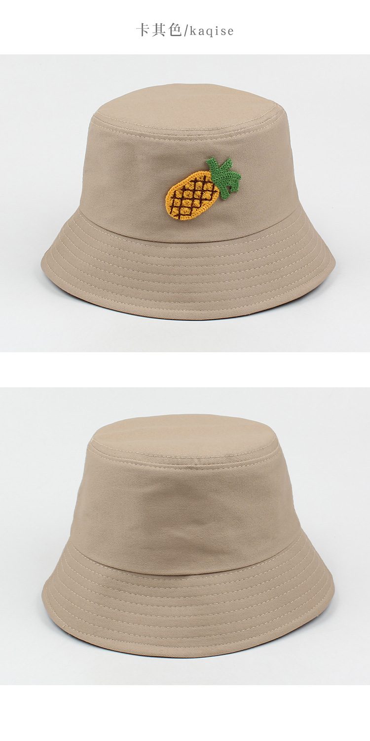 Fashion Pineapple Embroidery Casual Flat Top Sunscreen Basin Hat display picture 4