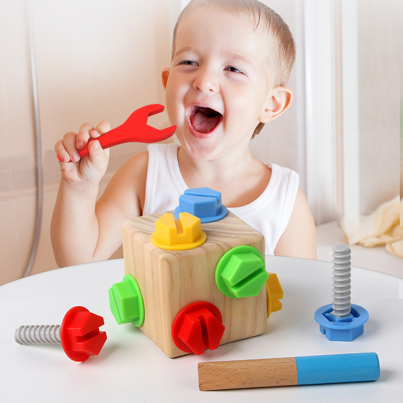 Bloques de construcción infantil de 2 años de edad bebé 3 niños tornillo tuerca tornillo combinación de desmontaje conjunto de juguetes de puzzle