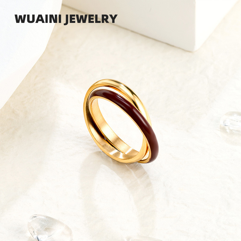 All Seasons Season Wholesale Jewelry Elegant Simple Style Geometric Titanium Steel Enamel Rings