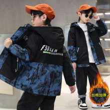 男童外套秋冬季2025新款儿童加棉加厚风衣洋气炸街夹棉派克服上衣