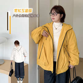 k3180大码女装秋冬季休闲款夹棉外套连帽胖妹妹大码外套上衣