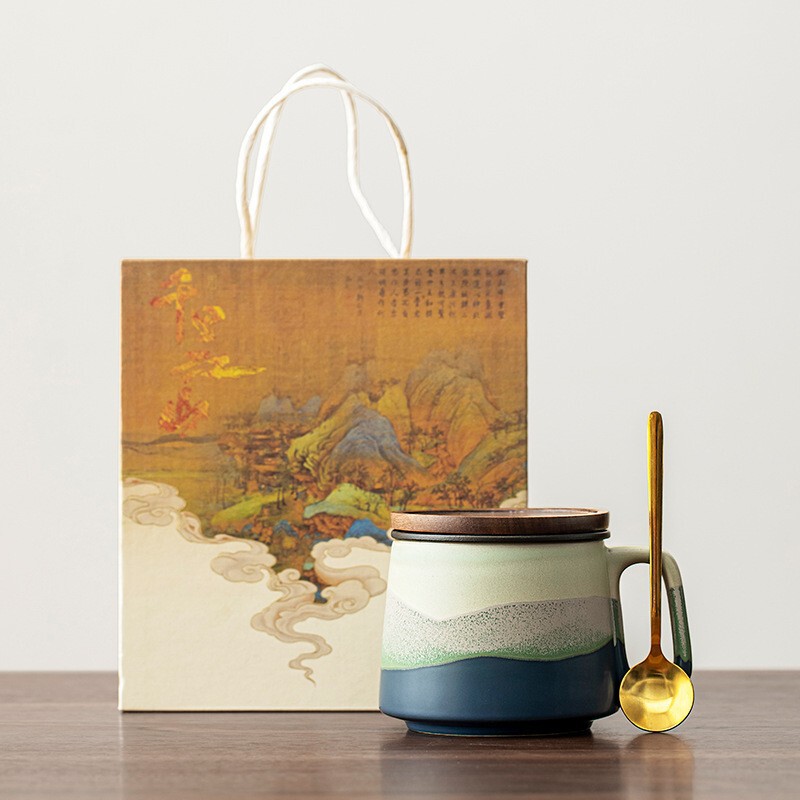 见山咖啡杯小众轻奢高档高级感中古茶杯子高档精致生日礼物伴手礼|undefined