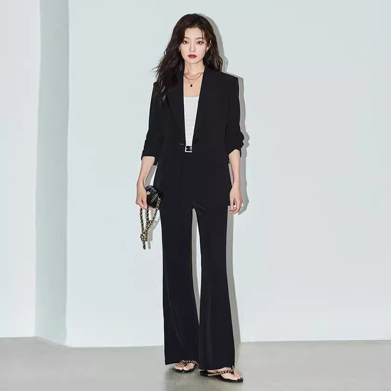 [Tmall Same Style 800] Three-Quarter Sleeve Thin Anti-Wrinkle Cool Professional Wear Women's Summer Suit Commuting Suit Boot-Cut Pants