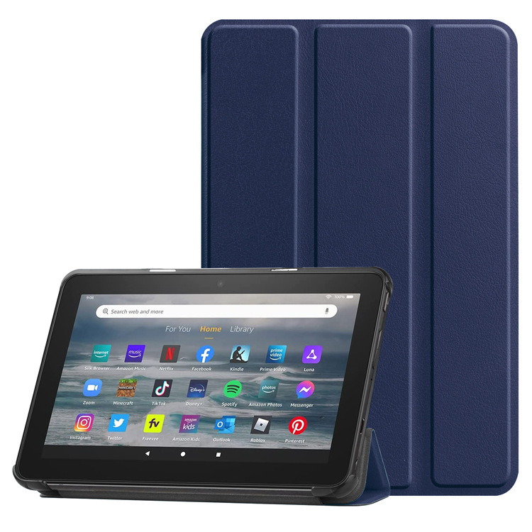 For Amazon Fire HD8 2022 tablet protective case kindle HD8 2020 tri-fold leather case