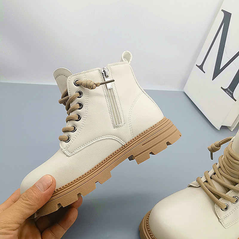 32-37 Otoño y invierno nuevas botas Martin de niñas de moda impermeable botas para niños mayores botas cortas princesa de lana