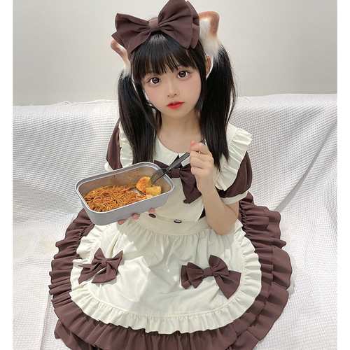 Japanese maid lolita soft girl skirt COS anime cream sweetheart cafe cute maid uniform suit