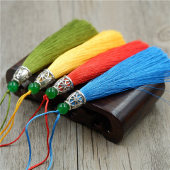 Embroidered hat jade pearl tassel earring ancient style pendant DIY accessory handmade material fan pendant clothing small hanging decoration