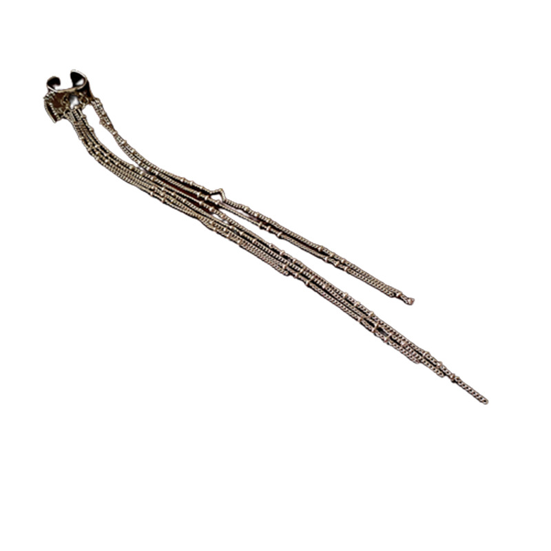 Elegante borla de cadena larga no perforada en forma de C clip de hueso de la oreja de moda personalidad temperamento viajero pendientes de alto grado para las mujeres