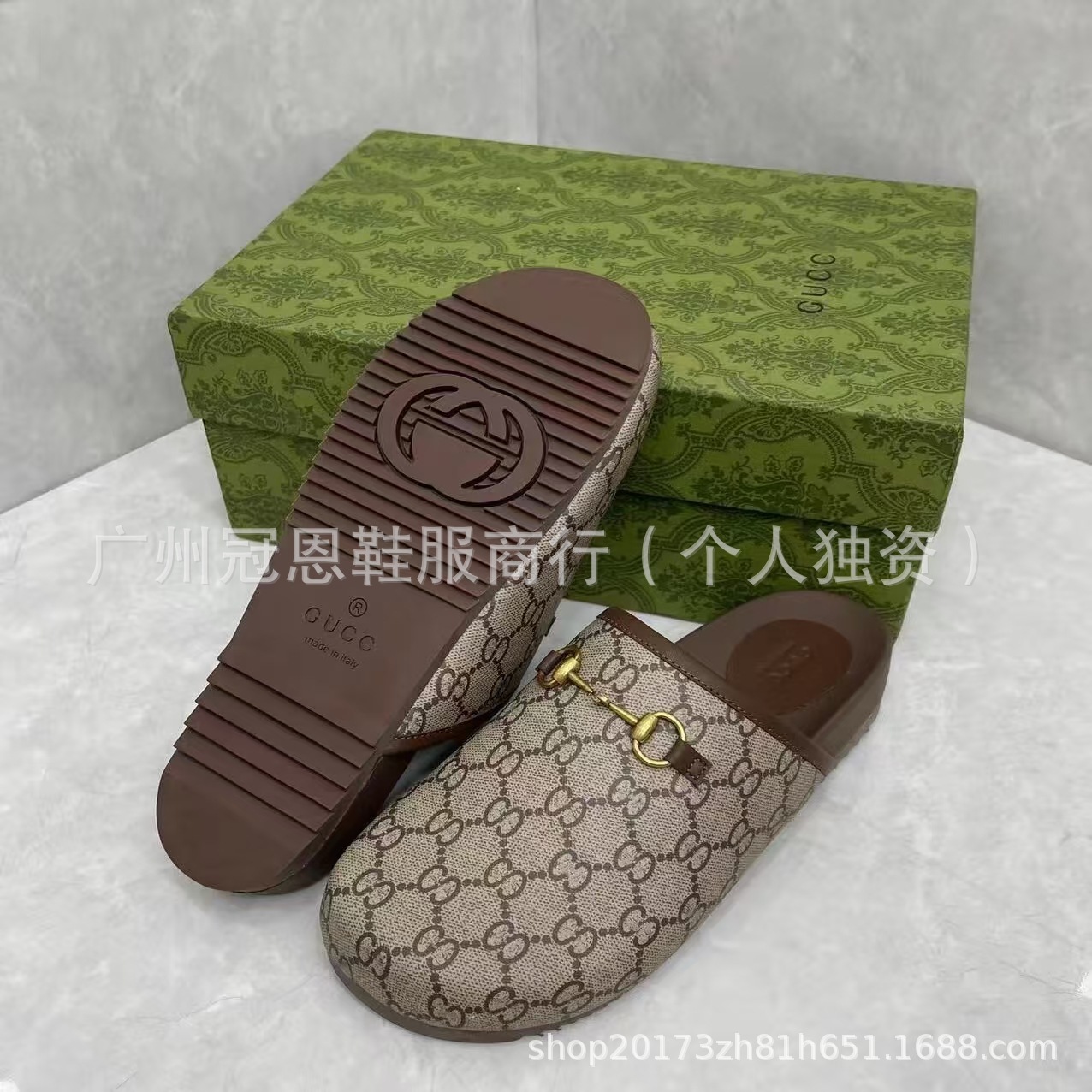 高版本g家包头半拖鞋女夏外穿穆勒鞋马衔扣平底鞋百搭休闲懒人鞋