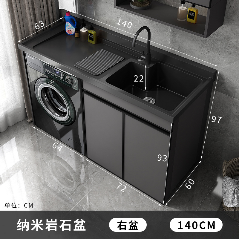 Lavadora socio integrado gabinete balcón lavabo mueble de baño lavabo mesa de lavado espacio lavadero de aluminio piscina piedra de cuarzo image 16