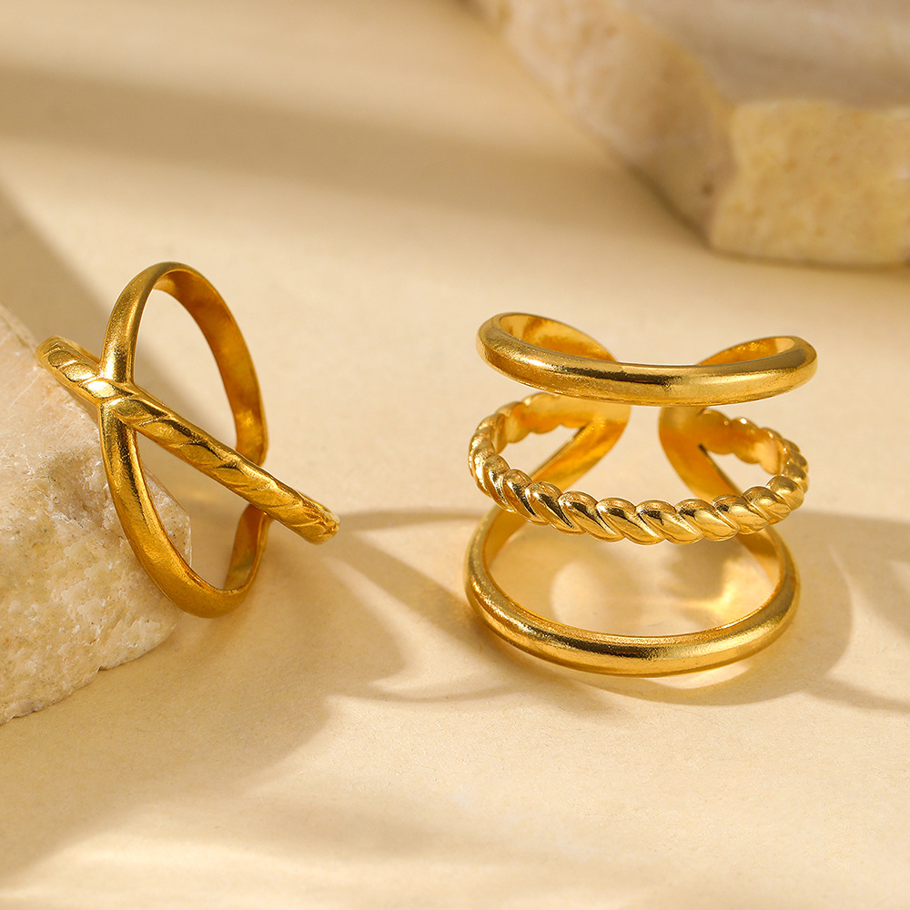 2 Pieces Quantity Wholesale Jewelry Hip-Hop Retro Solid Color 304 Stainless Steel Plating Rings