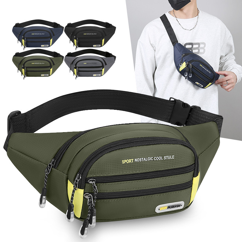 Cross-Border New Trendy Men's Waist Bag, Casual Travel Mobile Phone Shoulder Bag, Large Capacity Business Cashier Chest Bag