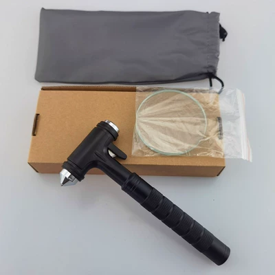 Car Safety Essentials, Qəza çəkici - km48-upgraded-gold-steel-man-tungsten-steel-hammer-black