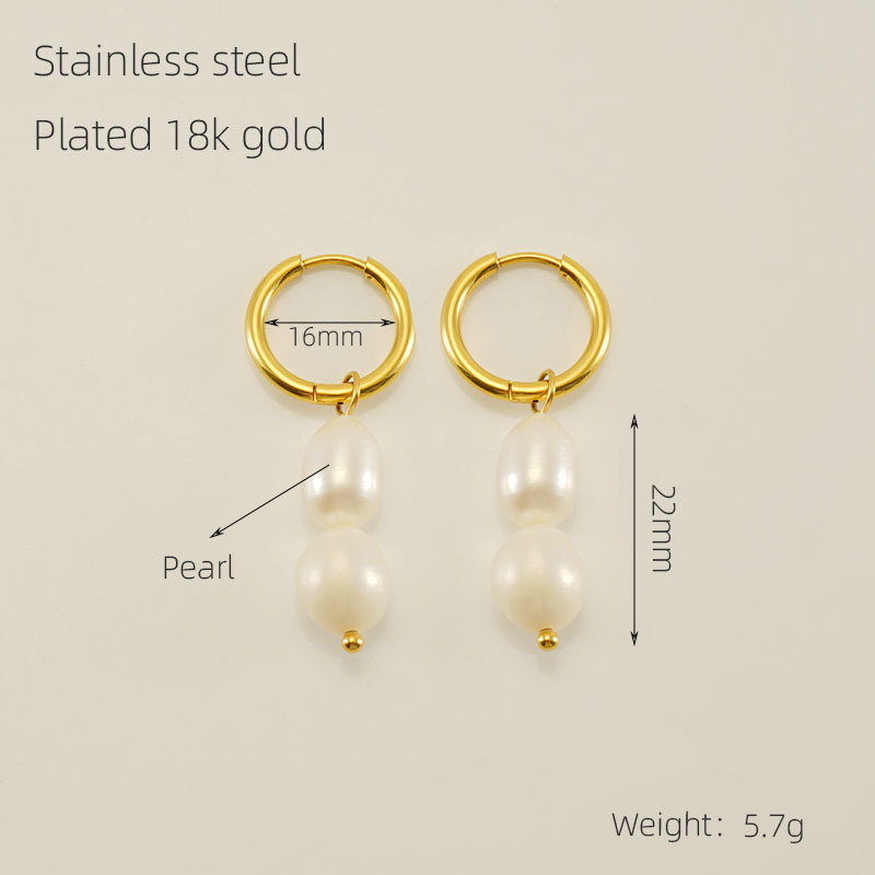 Europa y América de acero inoxidable 18 chapado en oro simple cercanías moda perla pendientes de acero de titanio diseño sentido ins estilo pendientes al por mayor