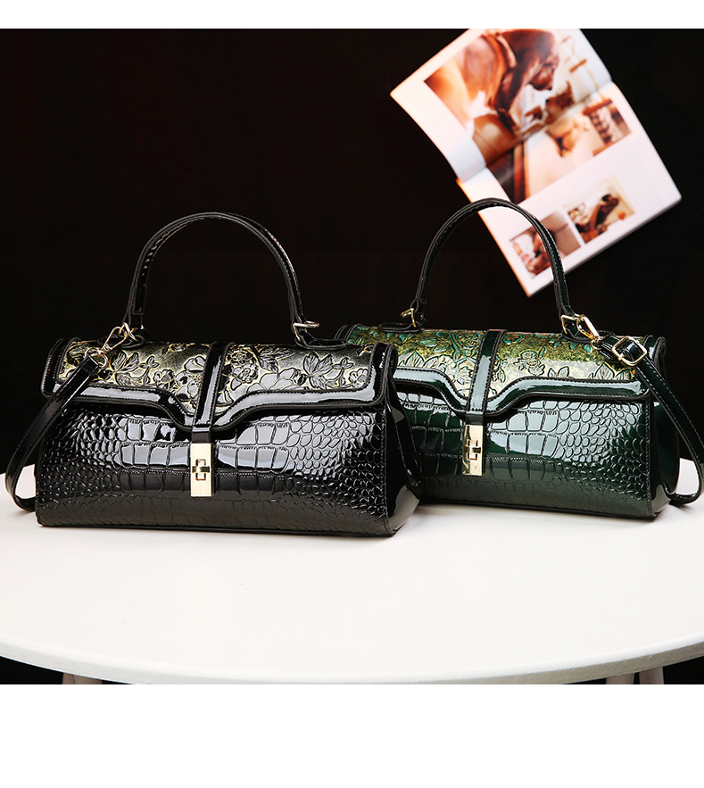 Nuova borsa da donna in pelle lucida, borsa a tracolla, borsa a tracolla con stampa nobile, borsa a tracolla alla moda, borsa da mamma, multiscomparto_voghion.com