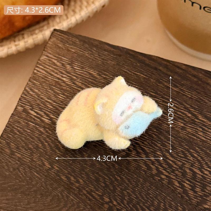 可爱小猫吃鱼发夹女树脂植绒可爱少女心侧边刘海夹鸭嘴夹卡通发饰|undefined