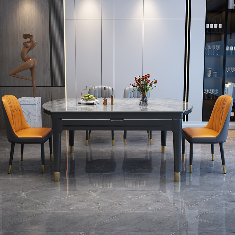 Mesa de Comedor Redonda Extensible de Tablero de Roca, Plegable y Ajustable, para Comedor image 5