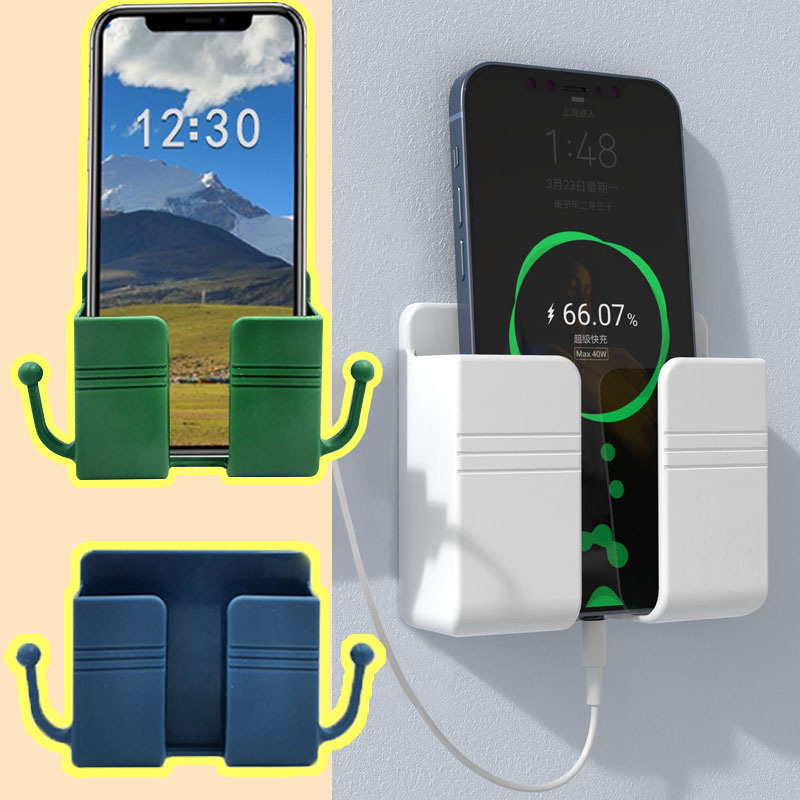 壁掛け式携帯電話充電ボックススタンド、リモコンホルダー、穴あけ不要の壁収納ラック、卸売|undefined