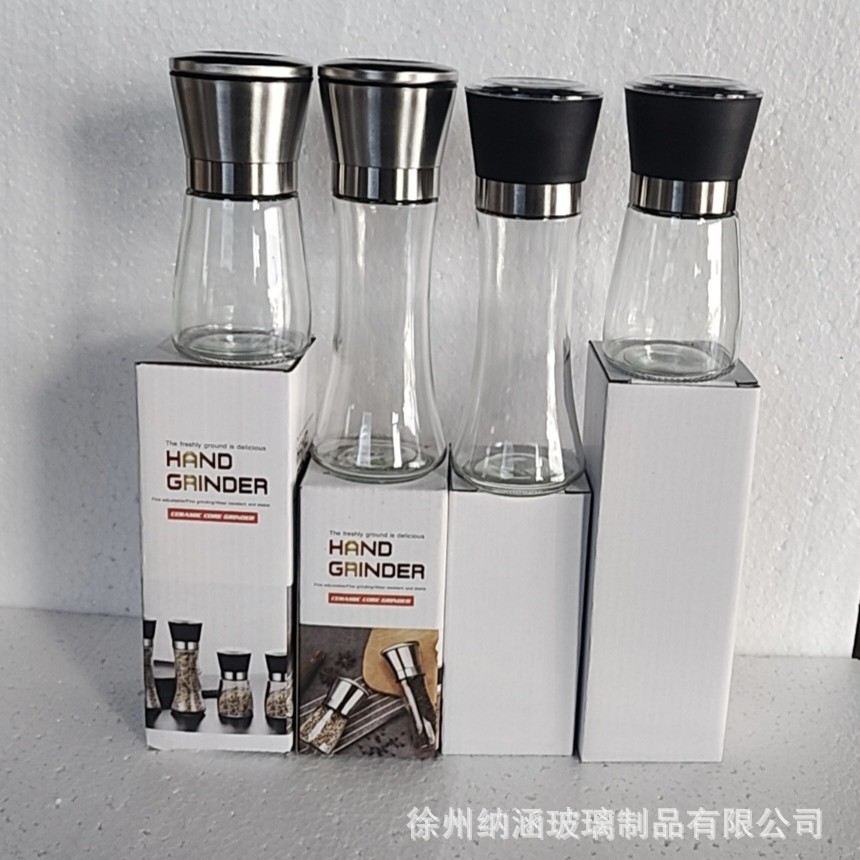 Molinillo manual de pimienta negra botella molinillo de pimienta de acero inoxidable vidrio sal marina pimienta pimienta molinillo de café