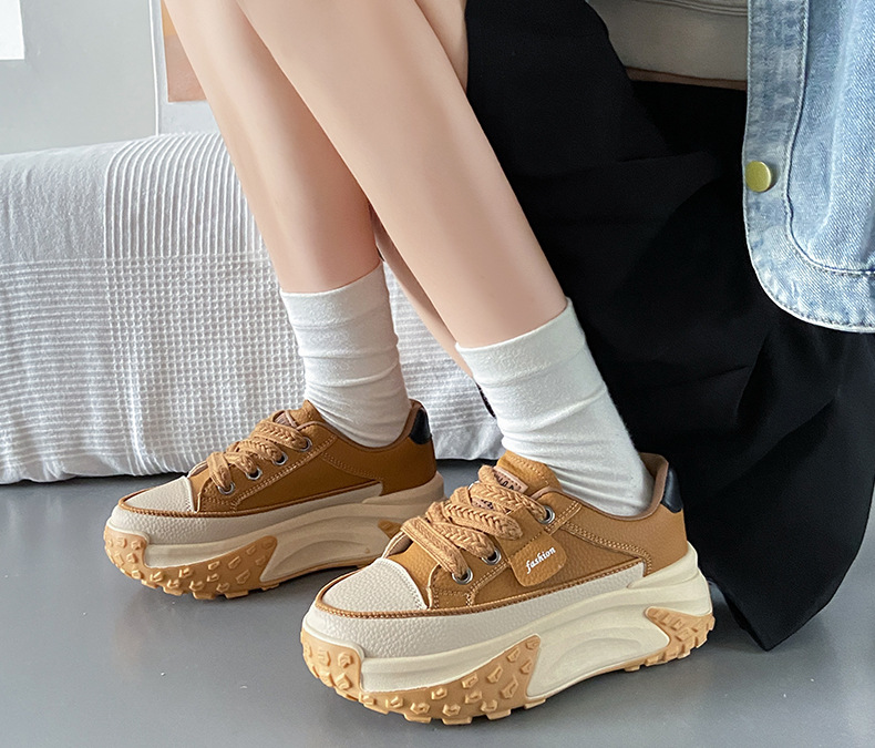 Version coréenne des chaussures de papa pour le printemps et l'automne 2024, nouvelles chaussures de tir de rue décontractées pour étudiants Instagram, chaussures hautes à semelles épaisses pour femmes_voghion.com