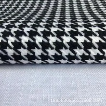 厂家直销黑白经典千鸟格沙发抱枕涂层布涤纶空变纱材质千鸟格面料