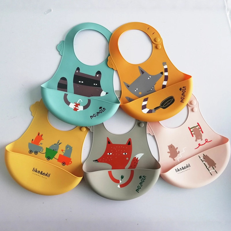 Children's Silicone Bib Baby Dinner Bib Silicone Waterproof Dinner Baby Super Soft Non-Washable Dinner Wholesale