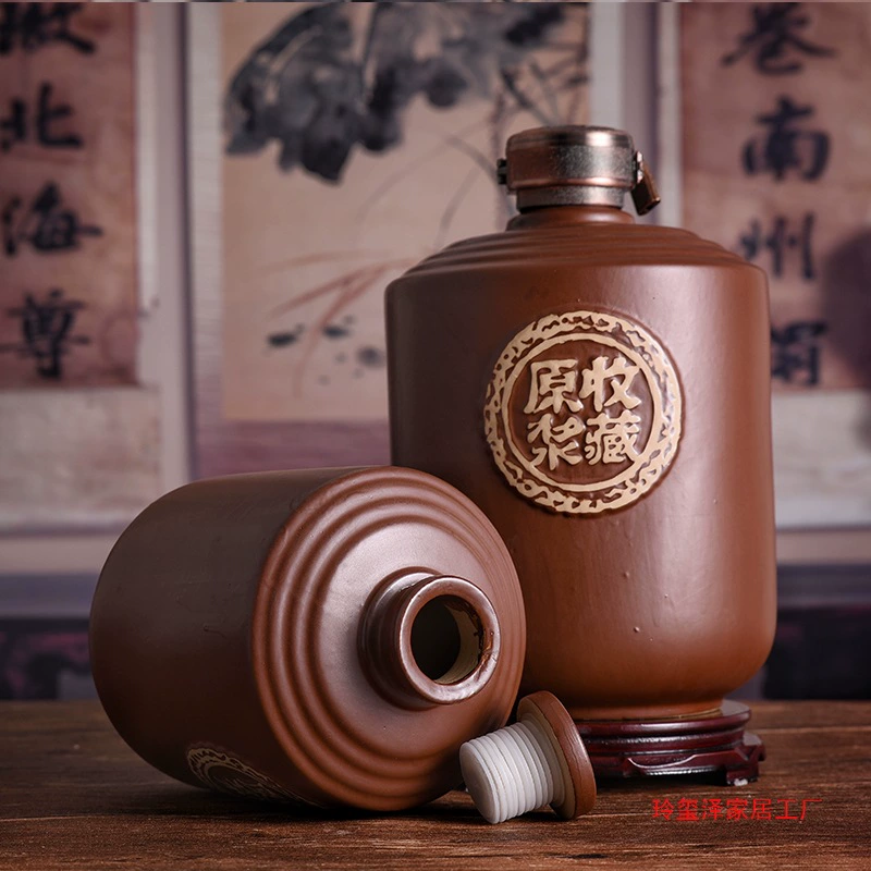 Коллекция керамических пустых винных бутылок, оригинальных винных кувшинов, бытовых герметичных маленьких винных банок в стиле ретро с фиолетовой песчаной глазурью 1 кот, 2 кота, 5 кота, 3.