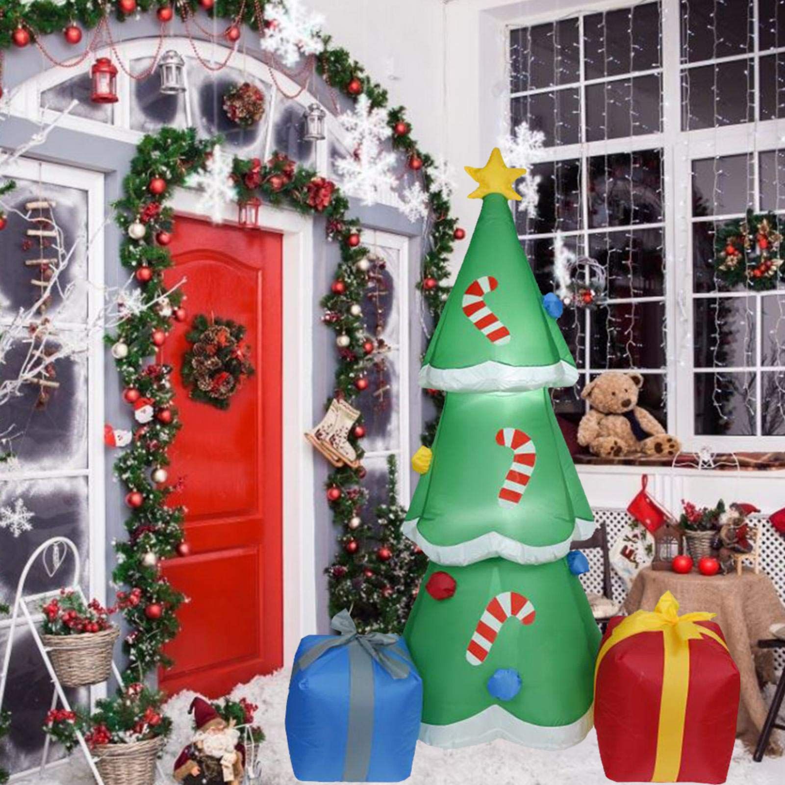 1,8 m árbol de Navidad inflable bolsa de regalo inflable muleta brillante árbol de Navidad decoraciones de Navidad suministros de Navidad
