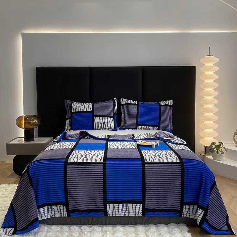 블루 커피 담요와 베갯잇 2개