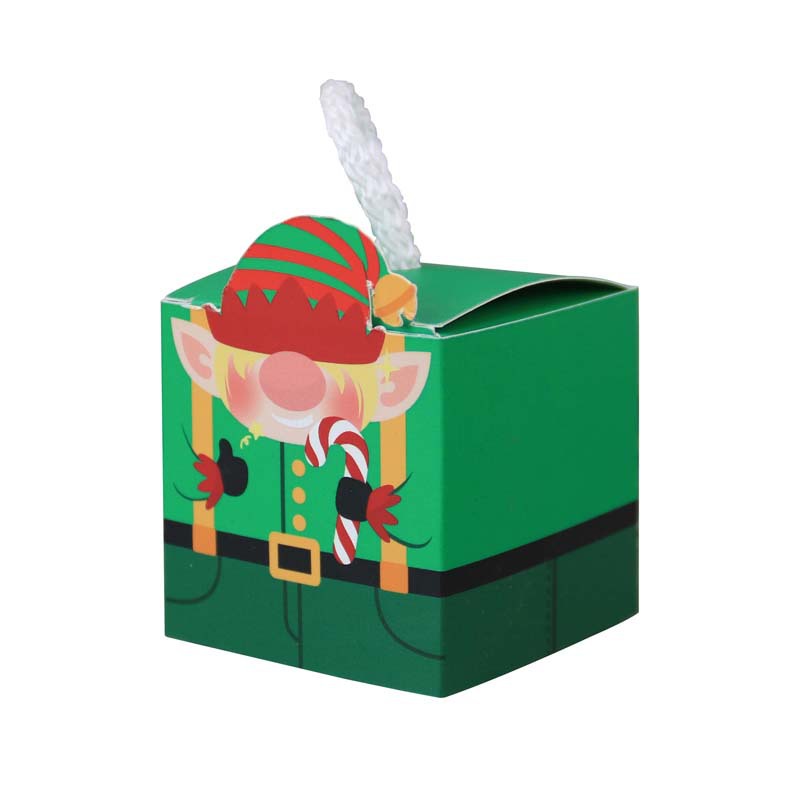 Caja de regalo de navidad tamaño pequeño 5,5 cuadrado elemento de navidad caja de regalo caja de dulces de mano al por mayor