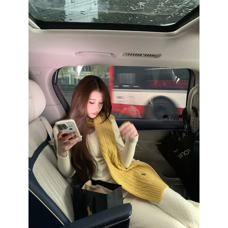 搭配王者 本期b入5色马标 含30%羊毛针织围巾自留款麻花女|undefined