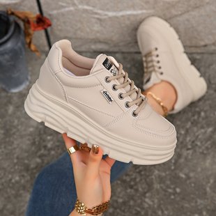 Cross-border Spring New Thick-soled White Shoes Breathable Board Shoes All-match Bread Shoes Half-drag Slip-on Women's White Shoes