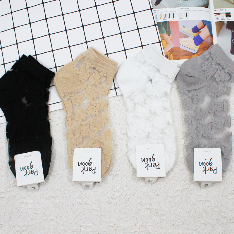 Wf020 Korea Dongdaemun Spring and Summer New Fresh Flower Cotton Bottom Stockings Korean Style Women's Casual Short Socks