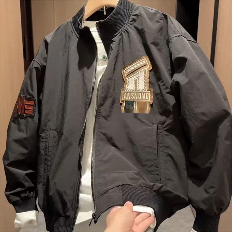 2026 Spring American-Style Label Baseball Jacket Windbreaker Men's Trendy Brand Loose Versatile Cool Pilot Jacket 2026 Spring American-Style Label Baseball Jacket Windbreaker Men's Trendy Brand Loose Versatile Cool Pilot Jacket