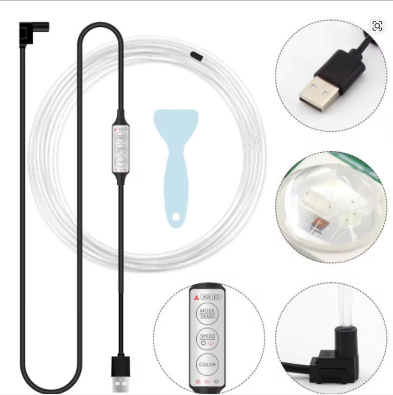 Lámpara de atmósfera del automóvil barra de luz LED luz fría USB luz de atmósfera sin cable inalámbrica correa de luz para automóviles