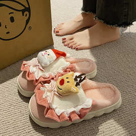 2024年新款家居棉拖鞋女士冬季保暖厚底情侣室内防滑月子鞋秋冬款