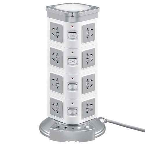 Multifunctional vertical socket tower type three-dimensional plug strip porous household plug board panel mini intelligent multi-layer plug strip