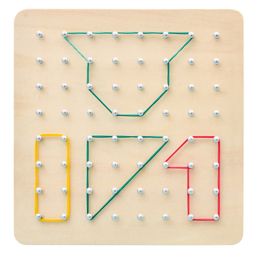 Montessori geometry creative nail board teaching aids children's educational early education geometric figures thinking imagination creation wooden toys