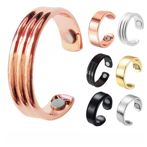 Amazon Personalized Western-style Electroplated Rose Gold Ring for Men Magnetic Health Simple Open Ring Wholesale