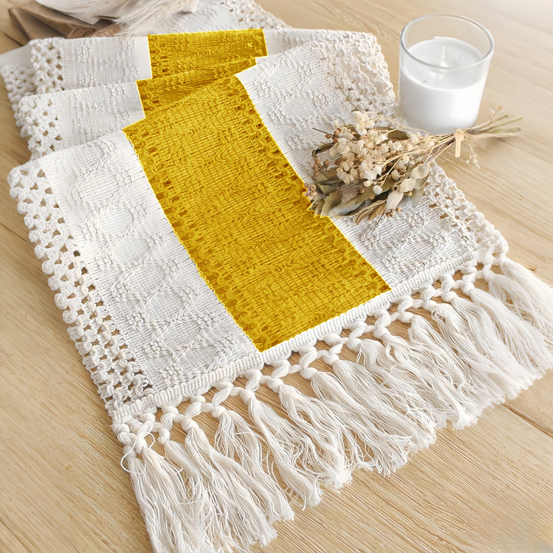 Bandera de mesa transfronteriza empalmada de estilo americano simple lujoso estilo de alta calidad decoración de mesa festiva larga tela de mesa algodón lino
