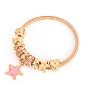 2022 cross-border European and American fashion starfish pendant spring bracelet female love diamond drop oil Love bracelet