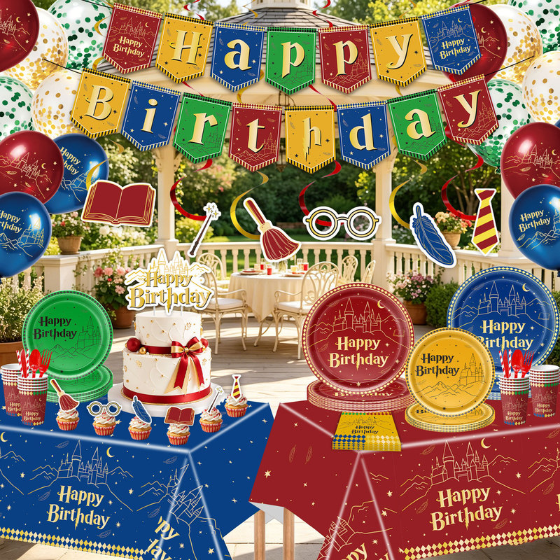 Cross-border non-infringement Harry Potter themed birthday party tableware disposable paper plates, paper cups, paper napkins decoration set Cross-border non-infringement Harry Potter themed birthday party tableware disposable paper plates, paper cups, paper napkins decoration set