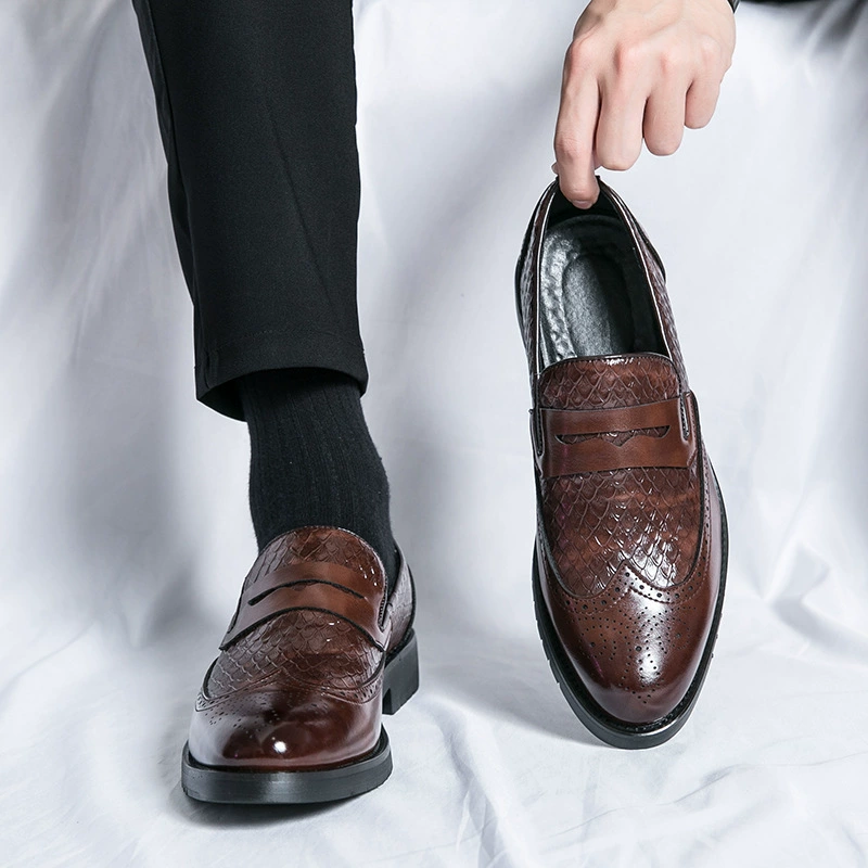 Трансграничные большие размеры смеха кожаные туфли мужские 38-48 туфли вязаные деловые платья один педаль Genuine Leather